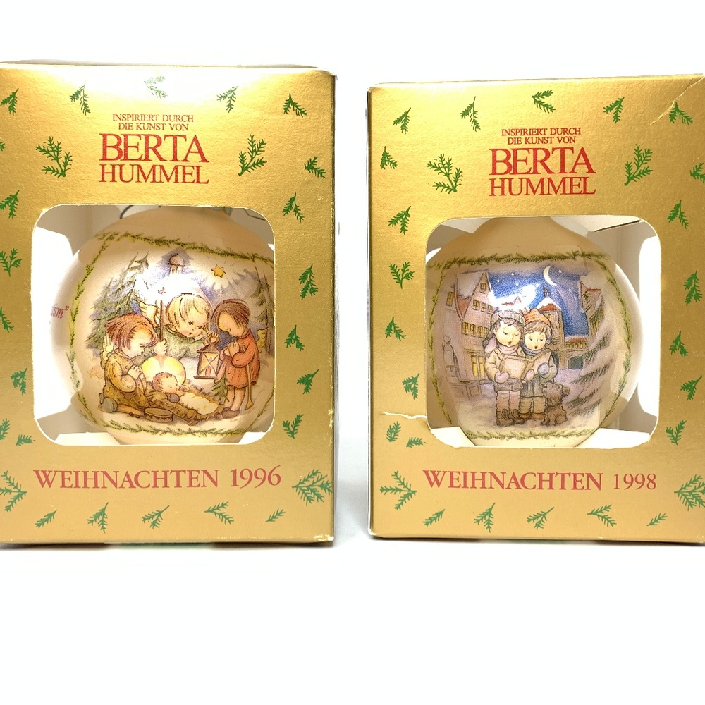 Berta Hummel Glass Christmas Ornament - Lot of 2